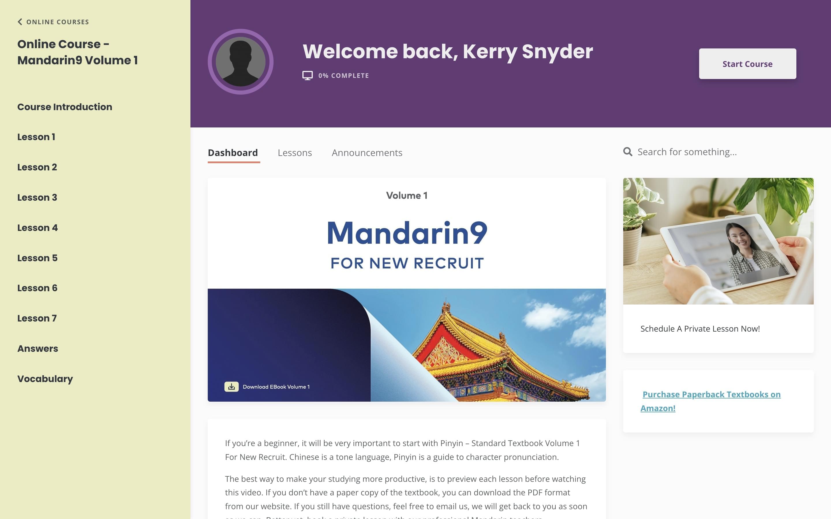 Mandarin9 Course Home